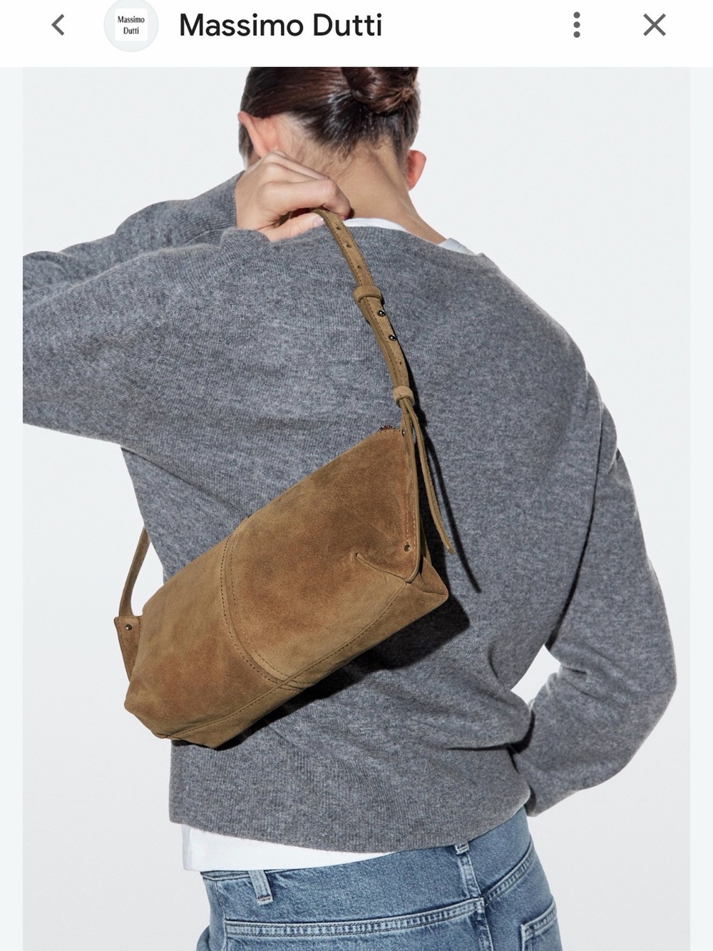 Massimo Dutti Suede Shoulder Bag Tan Brown NWT